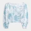 Bluza z podwójnym odkrytym ramieniem i łatwym do barwienia tie-dye