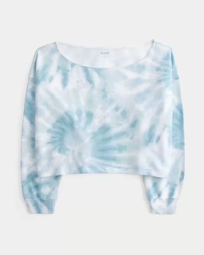 Bluza z podwójnym odkrytym ramieniem i łatwym do barwienia tie-dye