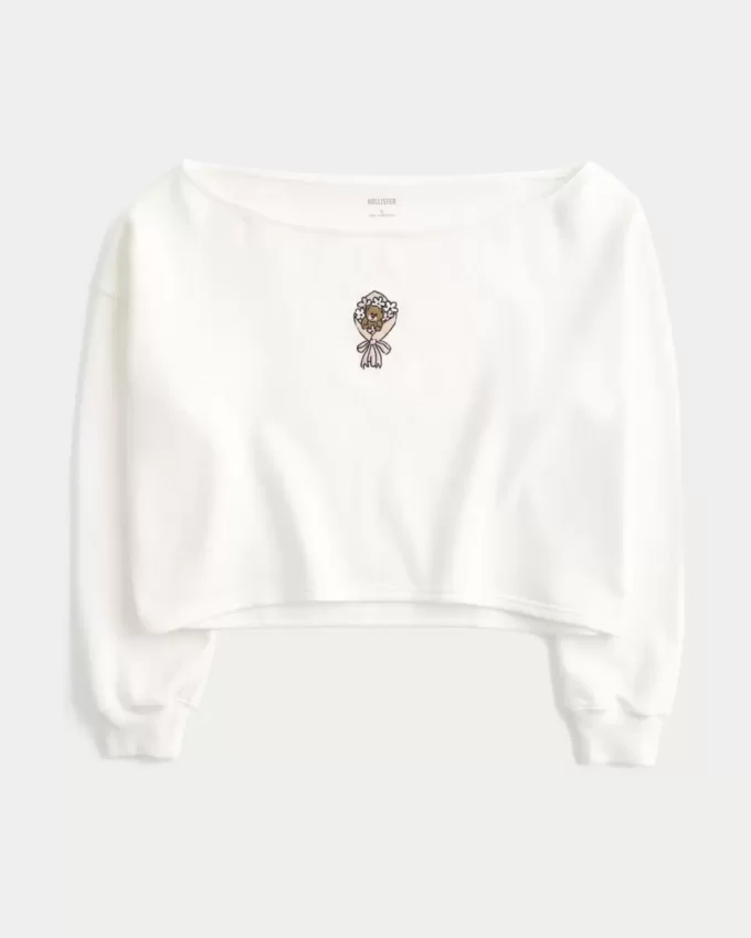 Bluza z podwójnym odkrytym ramieniem i grafiką Easy Graphic