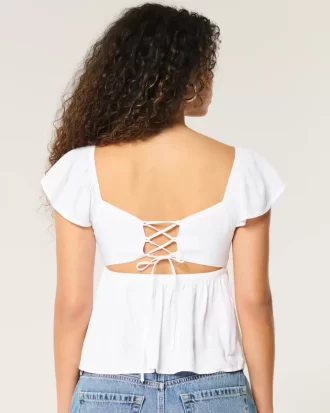 Bluzka typu babydoll z bufiastymi rękawami