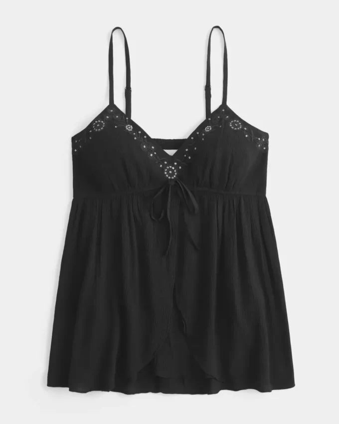 Bluzka typu babydoll z marszczeniami i połyskiem