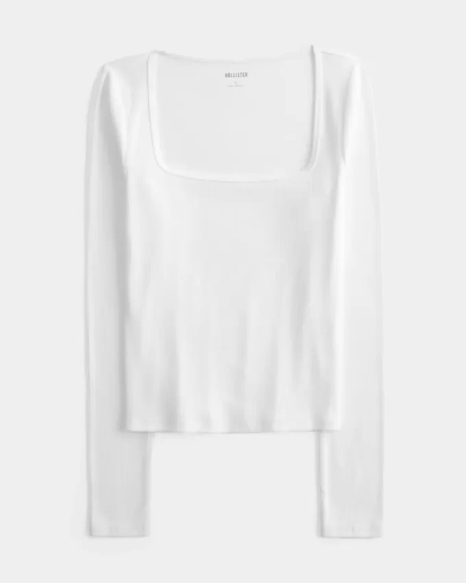 Bluzka z długim rękawem i kwadratowym dekoltem Bluzka z długim rękawem i kwadratowym dekoltem