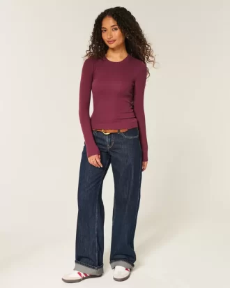 Bluzka z długim rękawem i okrągłym dekoltem