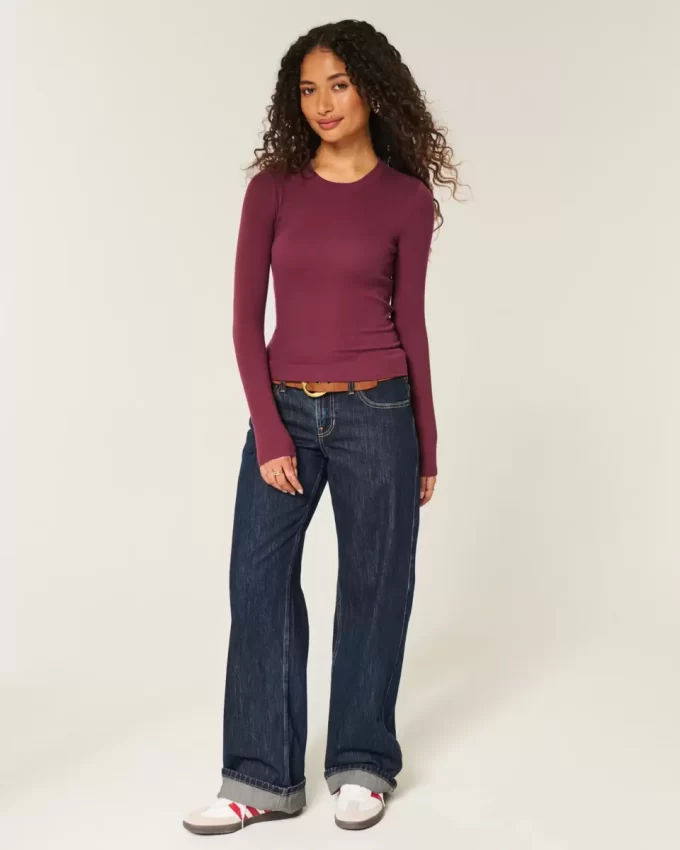 Bluzka z długim rękawem i okrągłym dekoltem Bluzka z długim rękawem i okrągłym dekoltem