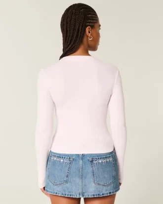 Bluzka z długim rękawem i okrągłym dekoltem