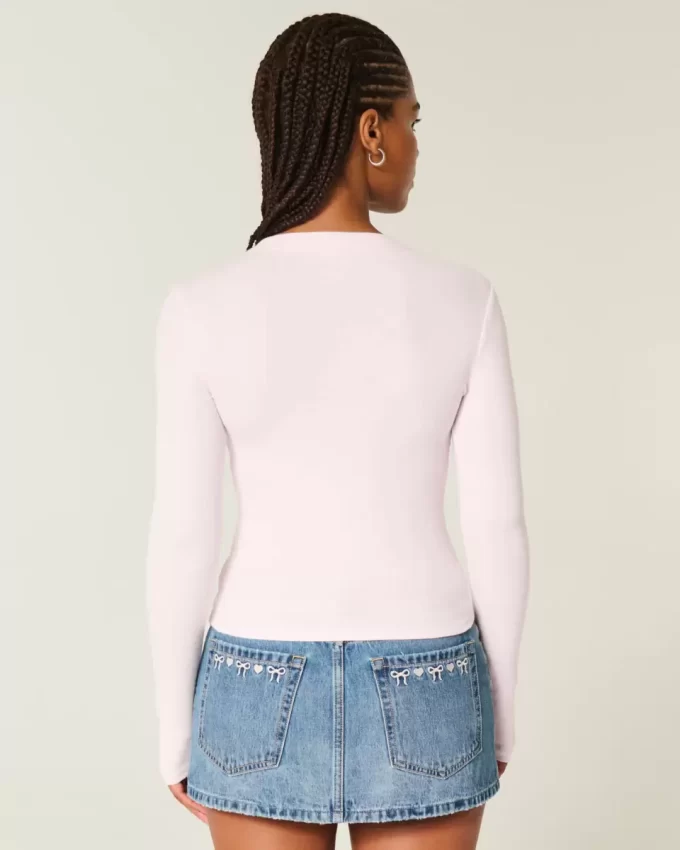 Bluzka z długim rękawem i okrągłym dekoltem