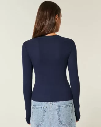 Bluzka z długim rękawem i okrągłym dekoltem