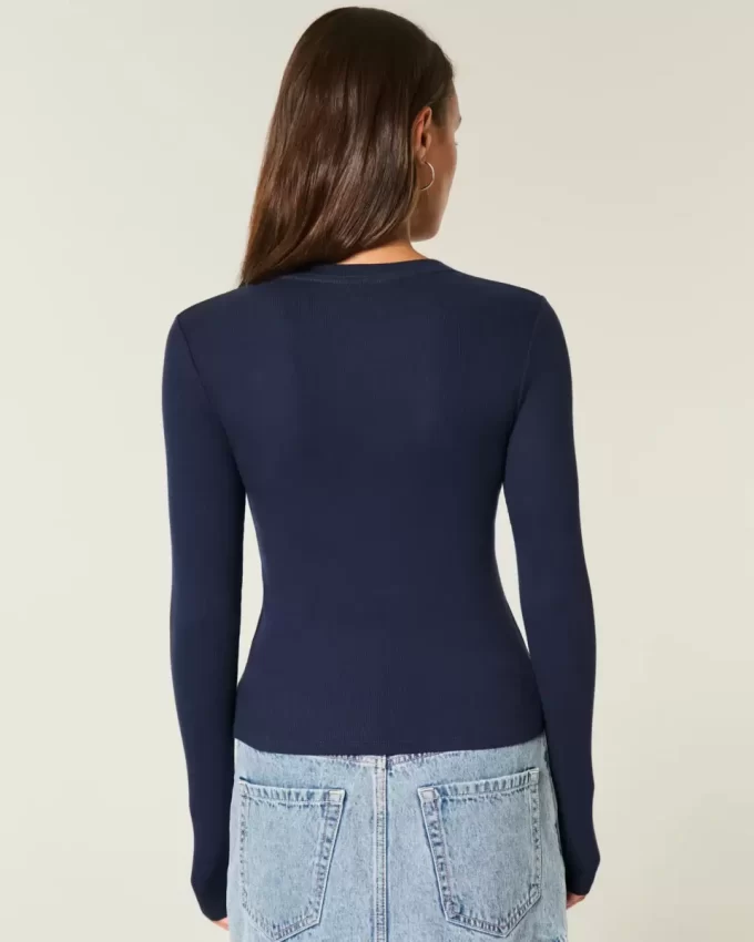 Bluzka z długim rękawem i okrągłym dekoltem