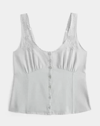 Bluzka z mieszanki lnu zapinana na guziki