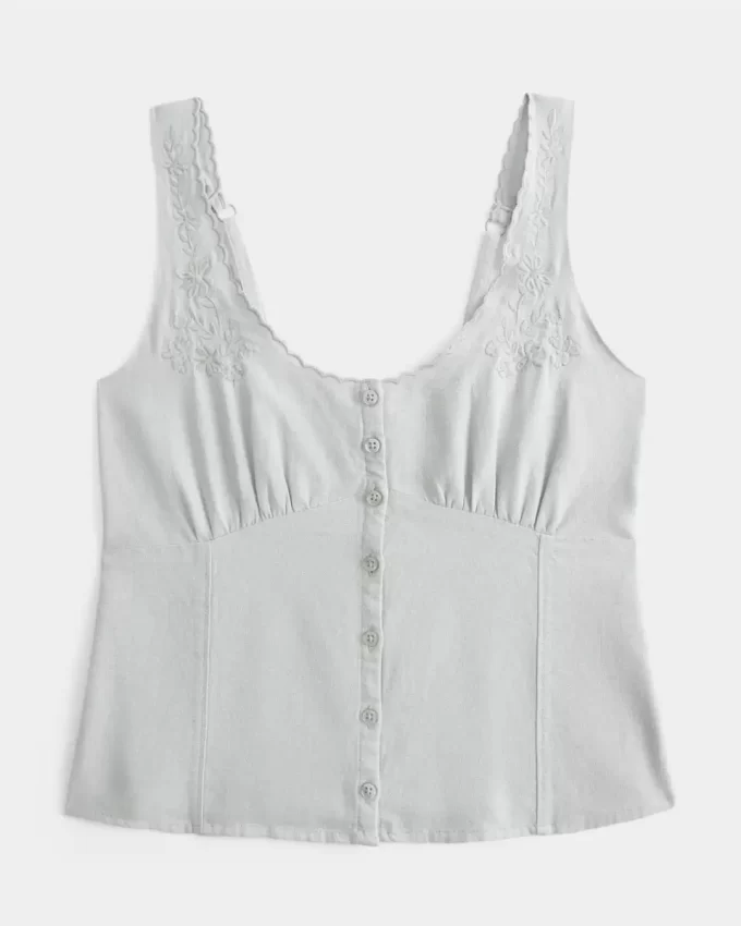 Bluzka z mieszanki lnu zapinana na guziki