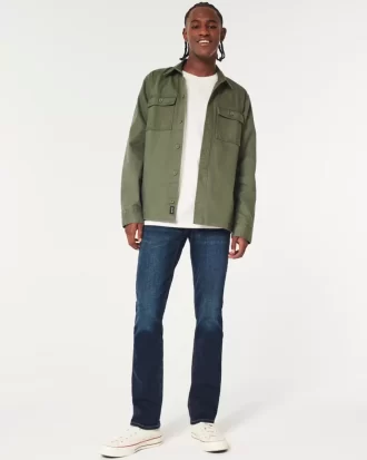 Ciemne, dopasowane, proste dżinsy