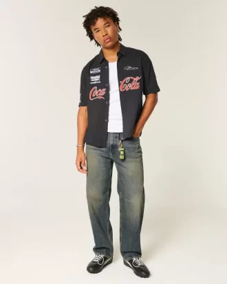 Ciemne, luźne jeansy