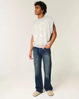 Ciemne, luźne jeansy Bootcut