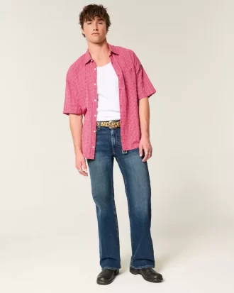 Ciemne, luźne jeansy Bootcut