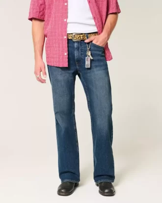 Ciemne, luźne jeansy Bootcut