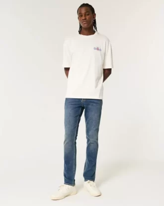 Ciemne, średnie, obcisłe dżinsy