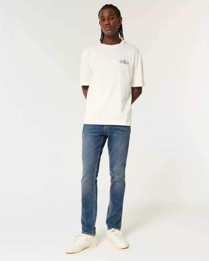 Ciemne, średnie, obcisłe dżinsy