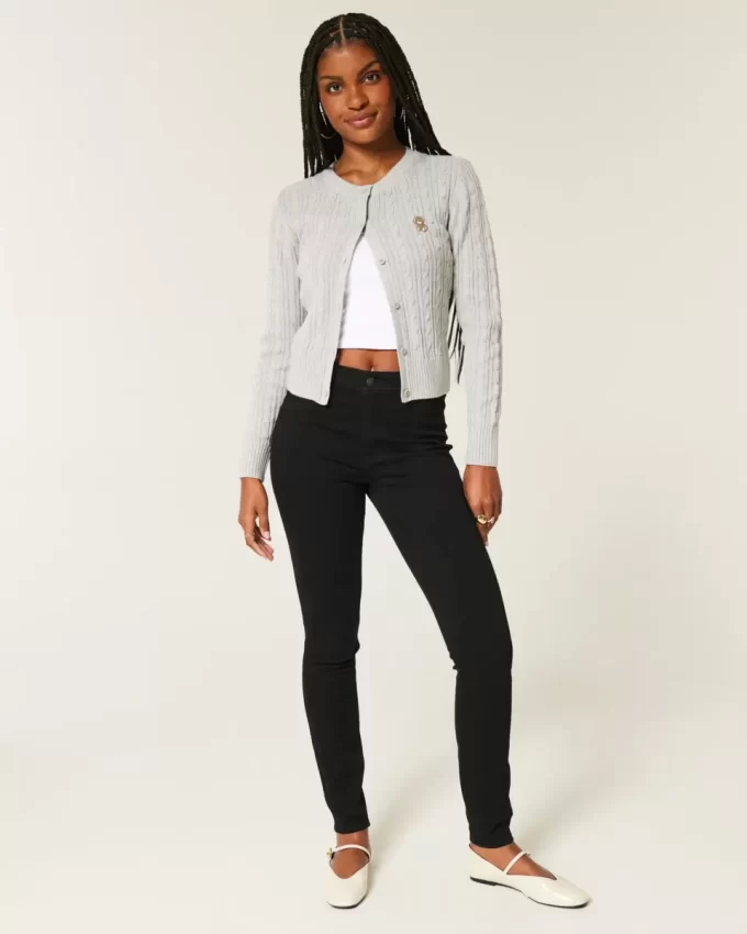 Czarne legginsy jeansowe z wysokim stanem