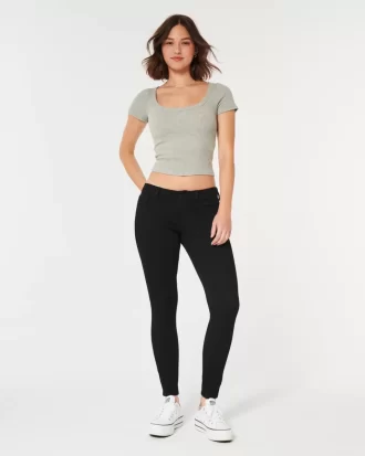 Czarne, obcisłe jeansy Curvy Low-Rise