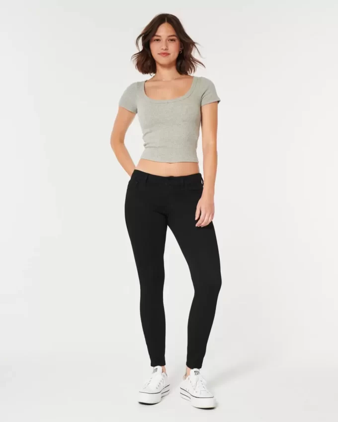 Czarne, obcisłe jeansy Curvy Low-Rise