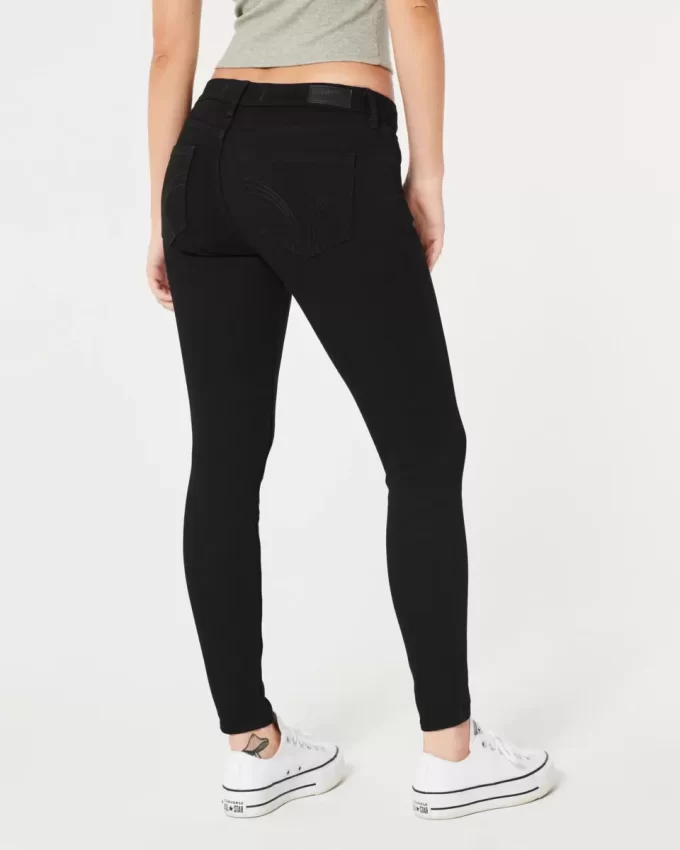 Czarne, obcisłe jeansy Curvy Low-Rise