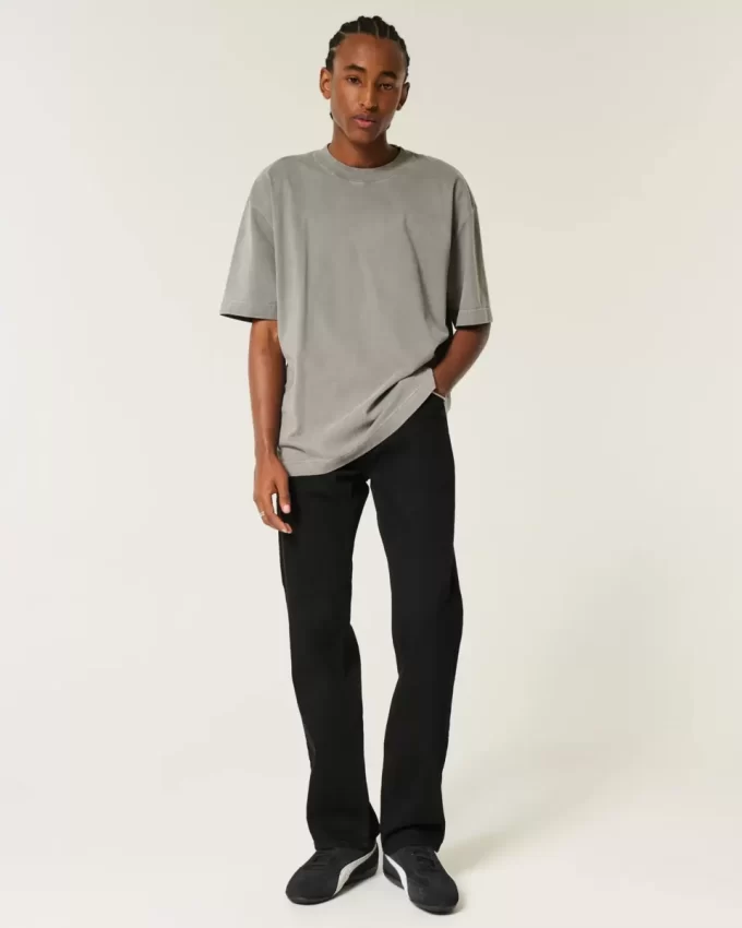 Czarne, proste dżinsy bez blaknięcia