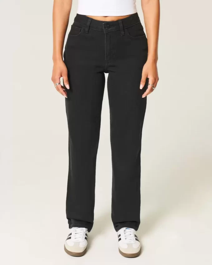 Czarne, proste dżinsy z wysokim stanem Czarne, proste dżinsy z wysokim stanem