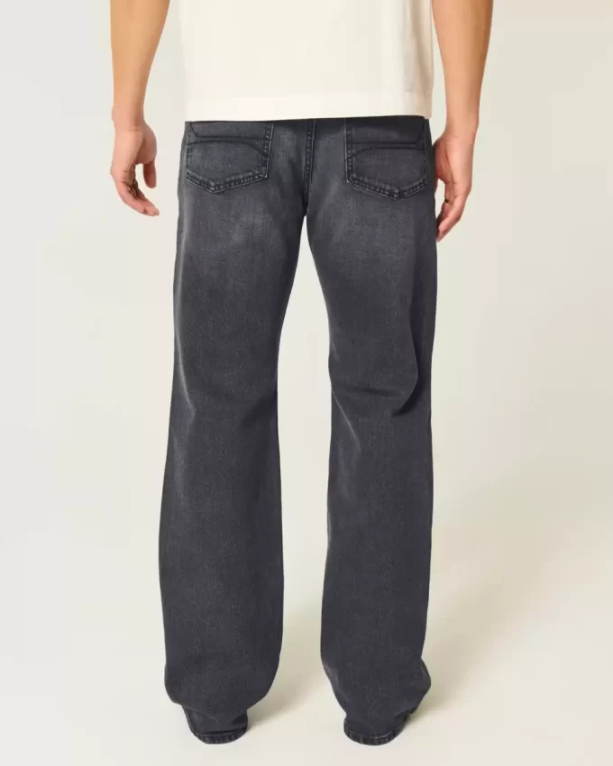 Czarne, sprane, luźne jeansy Bootcut Czarne, sprane, luźne jeansy Bootcut