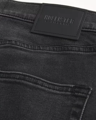 Czarne, sprane, sportowe, obcisłe jeansy