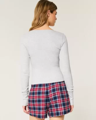 Żebrowana koszulka z grafiką Los Angeles Henley