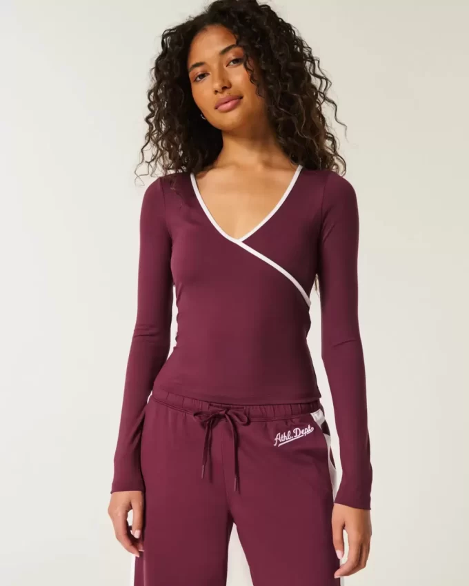 Gilly Hicks Active Tipped Wrap Top Gilly Hicks Active Tipped Wrap Top