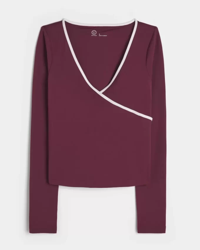 Gilly Hicks Active Tipped Wrap Top Gilly Hicks Active Tipped Wrap Top