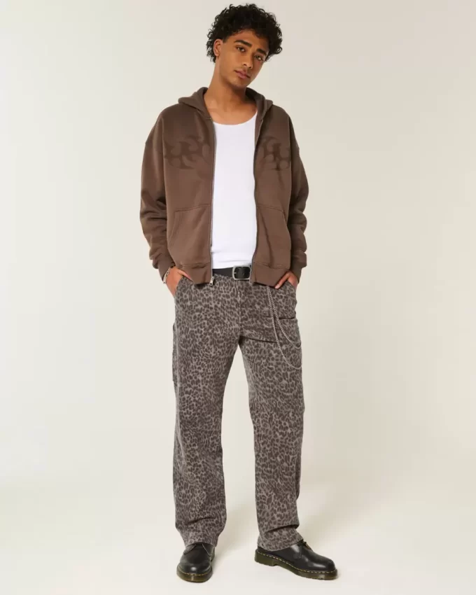 Jeansy Baggy Painter z nadrukiem w panterkę Jeansy Baggy Painter z nadrukiem w panterkę