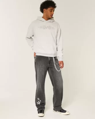 Jeansy Baggy z grafiką „Sprane czarne gwiazdy”