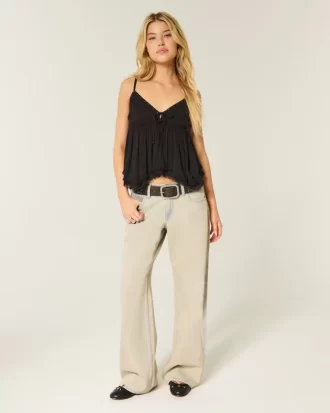 Jeansy Baggy z niskim stanem i lekkim spraniem