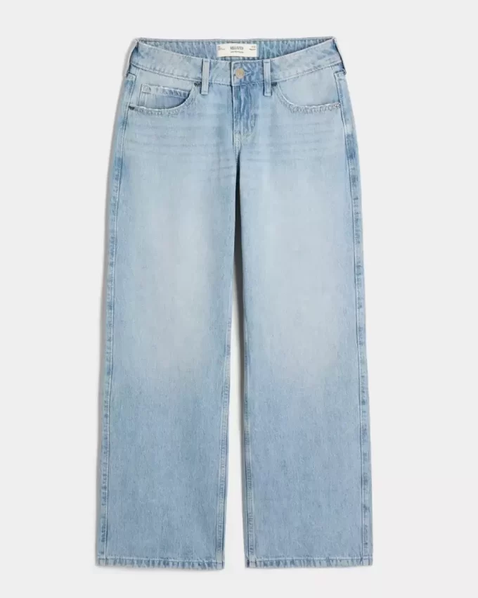 Jeansy Baggy z niskim stanem i lekkim spraniem, z ćwiekami i kokardkami