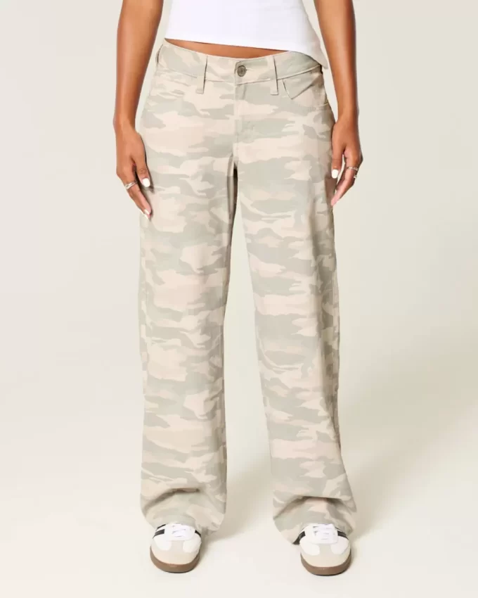 Jeansy Baggy z niskim stanem Y2K Camo