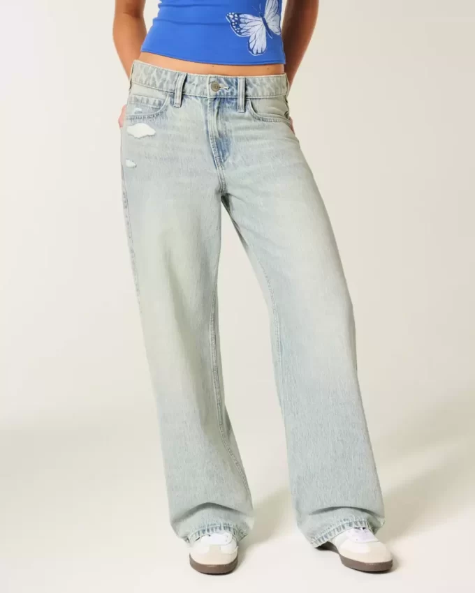 Jeansy Baggy z wysokim stanem i lekkim spraniem Jeansy Baggy z wysokim stanem i lekkim spraniem