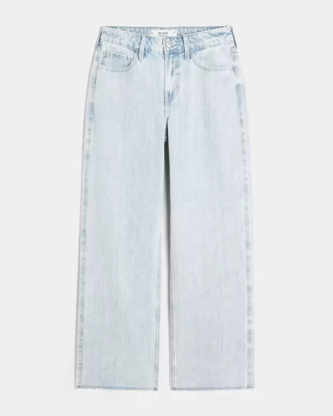 Jeansy Baggy z wysokim stanem i lekkim spraniem