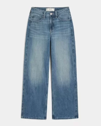 Jeansy Baggy z wysokim stanem i średnim stanem