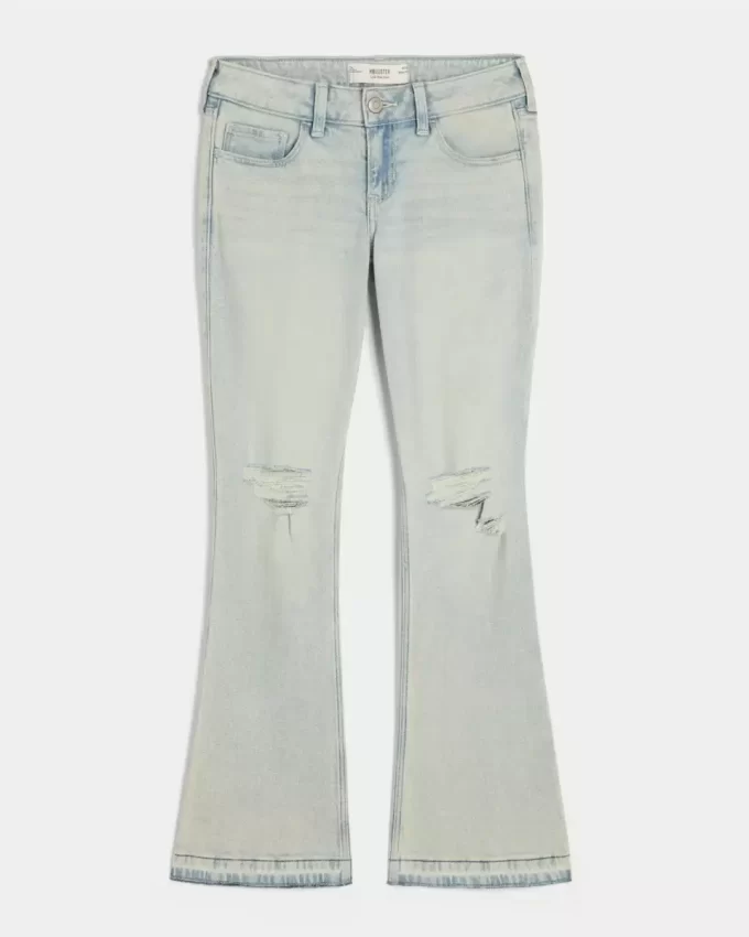 Jeansy Bootcut z niskim stanem i lekkimi przetarciami