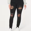 Jeansy Curvy High-Rise Ripped Black Super Skinny