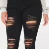 Jeansy Curvy High-Rise Ripped Black Super Skinny