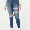 Jeansy Curvy High-Rise Ripped Dark Wash Super Skinny Jeansy Curvy High-Rise Ripped Dark Wash Super Skinny