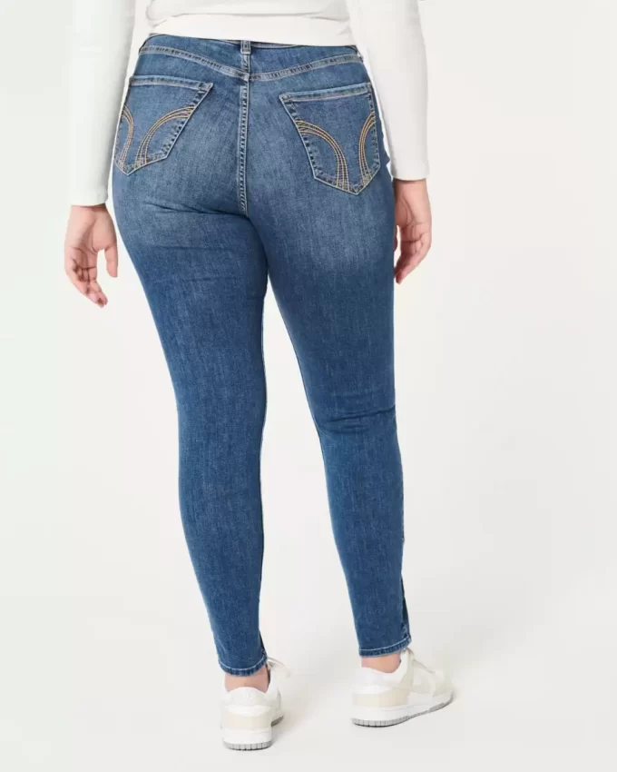 Jeansy Curvy High-Rise Ripped Dark Wash Super Skinny Jeansy Curvy High-Rise Ripped Dark Wash Super Skinny