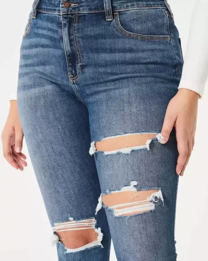 Jeansy Curvy High-Rise Ripped Dark Wash Super Skinny Jeansy Curvy High-Rise Ripped Dark Wash Super Skinny