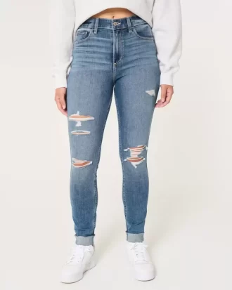 Jeansy Curvy High-Rise Ripped Medium Wash Super Skinny