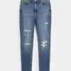 Jeansy Curvy High-Rise Ripped Medium Wash Super Skinny Jeansy Curvy High-Rise Ripped Medium Wash Super Skinny