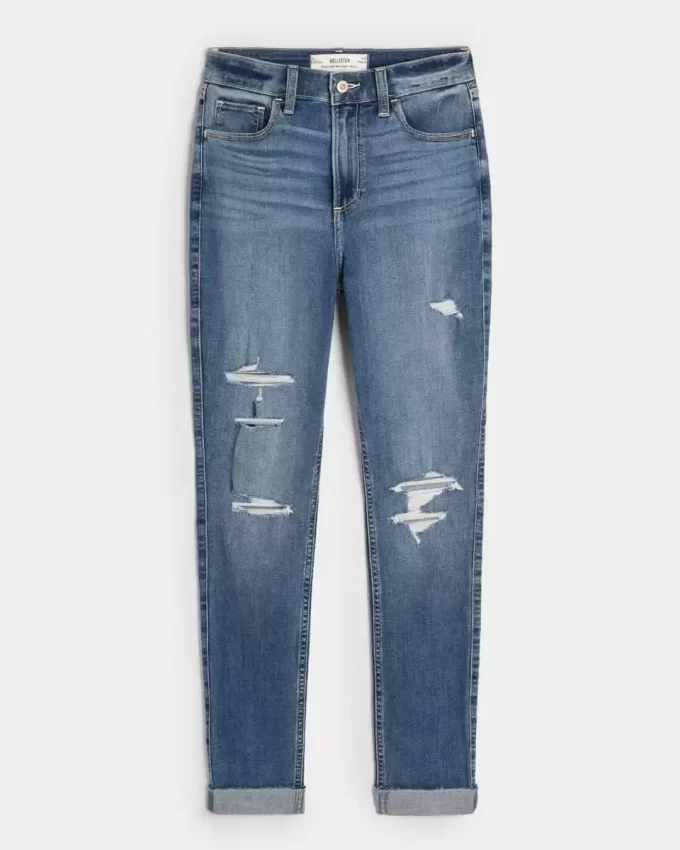 Jeansy Curvy High-Rise Ripped Medium Wash Super Skinny Jeansy Curvy High-Rise Ripped Medium Wash Super Skinny