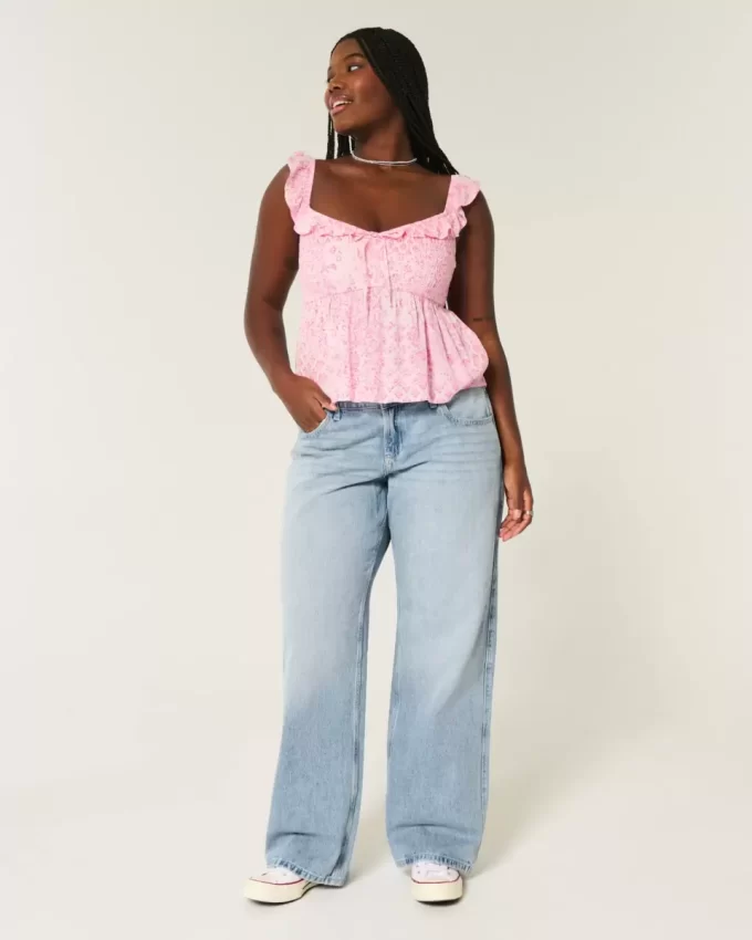 Jeansy Curvy Low-Rise Light Wash Baggy Jeansy Curvy Low-Rise Light Wash Baggy